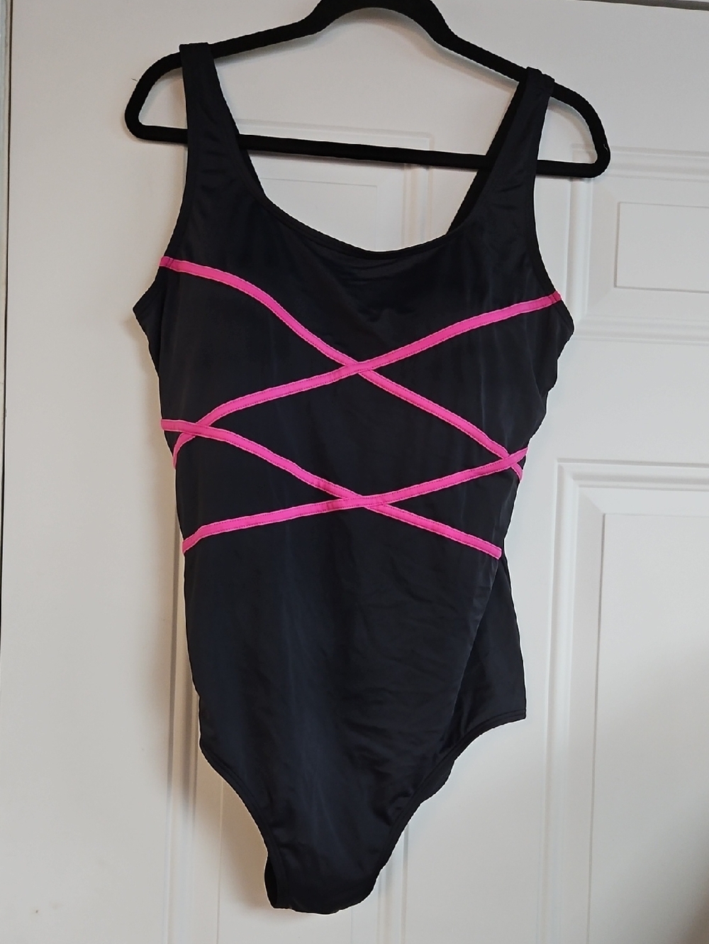 Swimsuits For All Black One-Piece with Hot Pink Accents Sz 20
